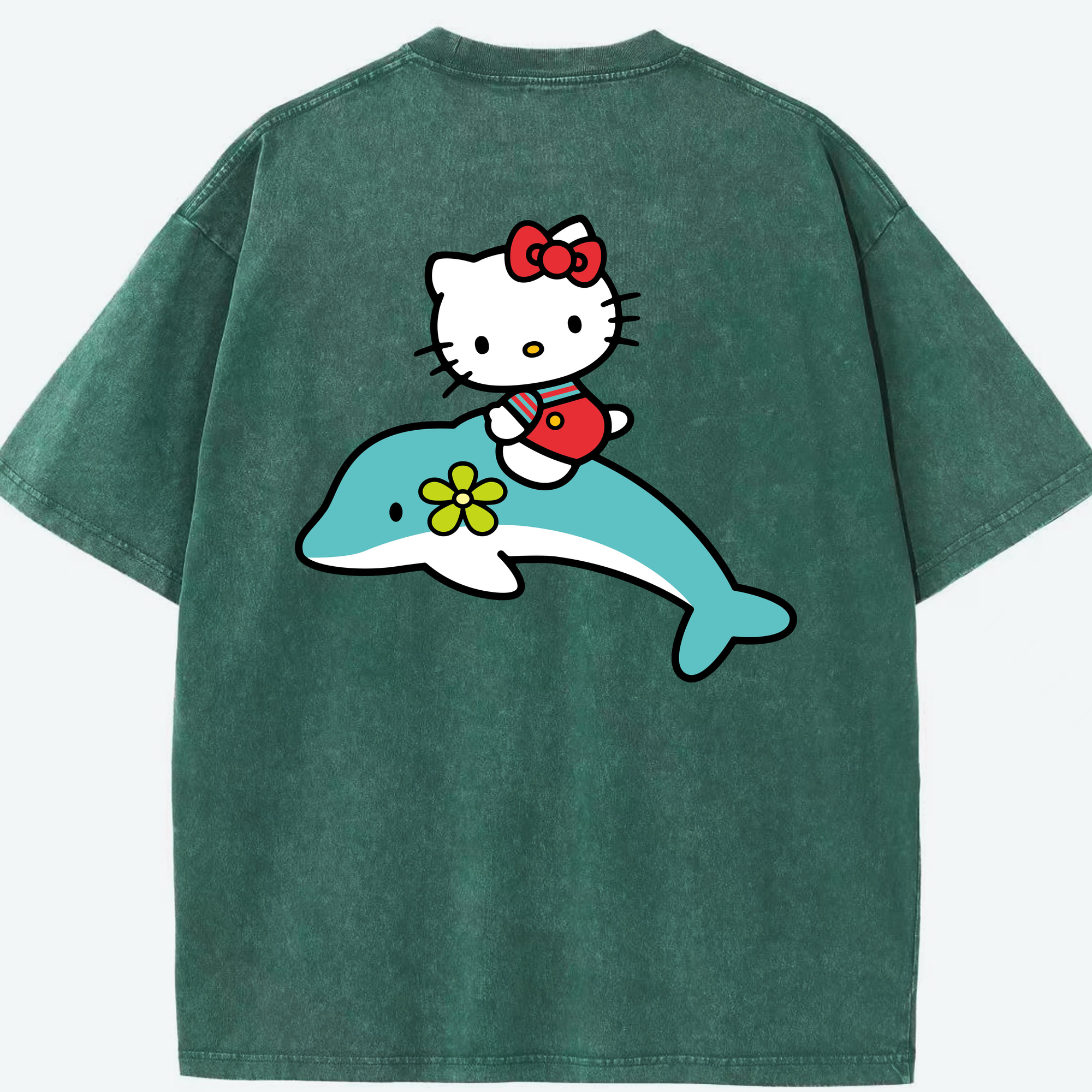 （画像用） Hello Kitty ハローキティ 綿100% ヴィンテージ風 半袖Tシャツ（背面プリント）